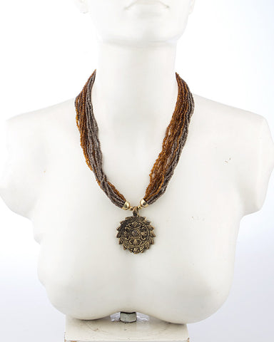 Voylla Artificial Beaded Textured Yellow Gold Plated Alloy Necklace