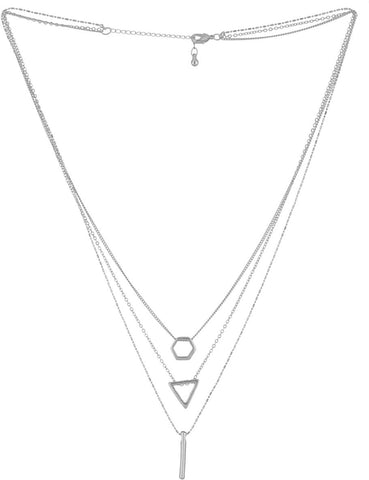 Voylla Artificial Simplicity Plain Silver Plated Alloy Necklace