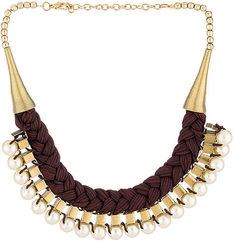 Voylla Artificial Classic Plain Yellow Gold Plated Fabric Necklace