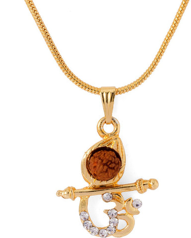 Voylla Artificial Classic Plain Yellow Gold Cubic Zirconia Alloy Pendant