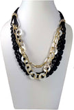 Hotpiper Designer Black Yellow Gold Plated Acrylic Necklace