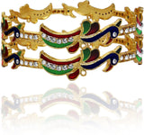 Camy Alloy, Brass, Metal Cubic Zirconia 18K Yellow Gold Bangle Set
