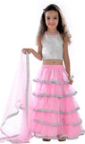 Design Desk Self Design Girl's Lehenga, Choli and Dupatta Set