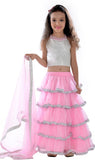 Design Desk Self Design Girl's Lehenga, Choli and Dupatta Set