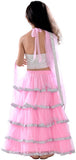 Design Desk Self Design Girl's Lehenga, Choli and Dupatta Set