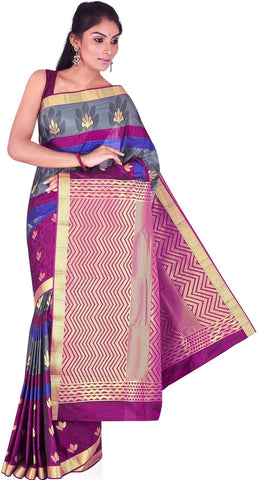 Annapurna Silks Woven, Embroidered Kanjivaram Handloom Art Silk Sari