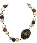 Aara Arts Black Floral Acrylic, Stone Necklace