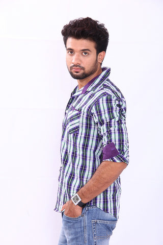 Bleu Men's Checkered Casual Shirt