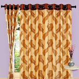 Aroma Comfort Polyester Brown Floral Eyelet Long Door Curtain