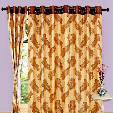 Aroma Comfort Polyester Brown Floral Eyelet Long Door Curtain