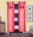 Aroma Comfort Polyester Pink Floral Eyelet Door Curtain