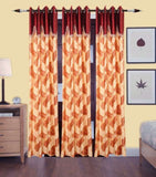 Aroma Comfort Polyester Brown Floral Eyelet Door Curtain