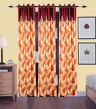 Aroma Comfort Polyester Brown Floral Eyelet Door Curtain