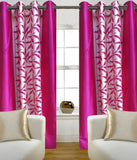 Aroma Comfort Polyester Pink Printed Eyelet Long Door Curtain