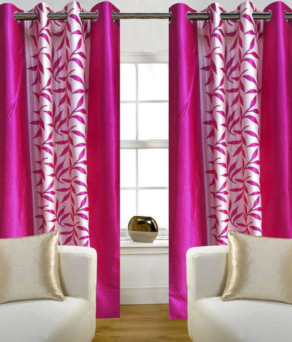 Aroma Comfort Polyester Pink Printed Eyelet Long Door Curtain