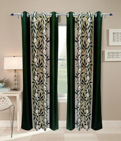 Aroma Comfort Polyester Green Printed Eyelet Long Door Curtain