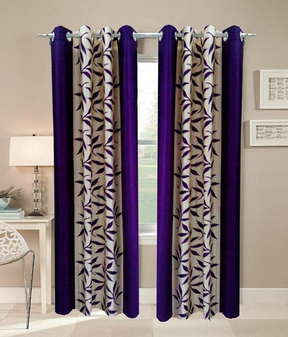 Aroma Comfort Polyester Purple Printed Eyelet Long Door Curtain