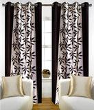Aroma Comfort Polyester Brown Printed Eyelet Window Curtain