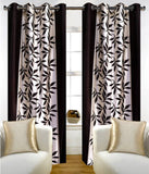 Aroma Comfort Polyester Brown Printed Eyelet Window Curtain