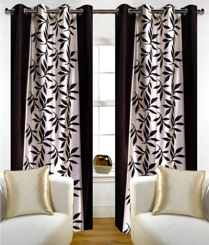 Aroma Comfort Polyester Brown Printed Eyelet Window Curtain