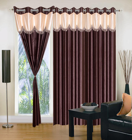 Aroma Comfort Polyester Brown Self Design Eyelet Door Curtain