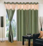 Aroma Comfort Polyester Green Self Design Eyelet Door Curtain