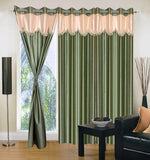 Aroma Comfort Polyester Green Self Design Eyelet Door Curtain