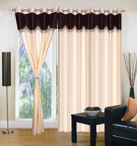 Aroma Comfort Polyester Cream Self Design Eyelet Window Curtain