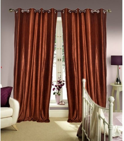 Aroma Comfort Polyester Brown Plain Eyelet Window Curtain