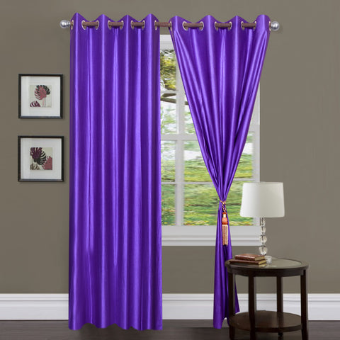 Aroma Comfort Polyester Dark Blue Plain Eyelet Window Curtain