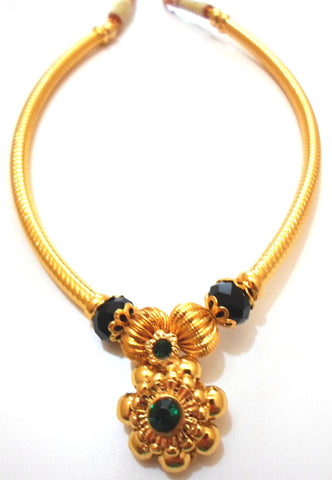 Aahana Creations Cubic Zirconia Yellow Gold Plated Alloy Necklace