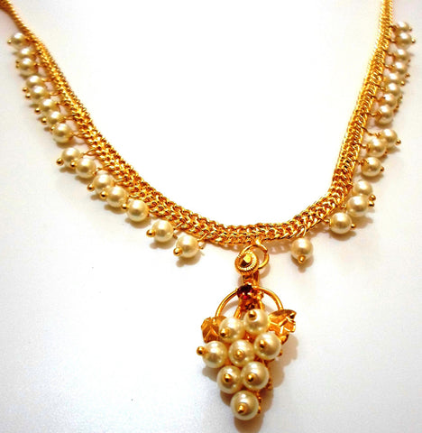 Aahana Creations Cubic Zirconia Yellow Gold Plated Alloy Necklace