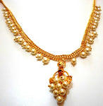 Aahana Creations Cubic Zirconia Yellow Gold Plated Alloy Necklace
