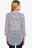 PURYS Casual Roll-up Sleeve Printed Women's White Top