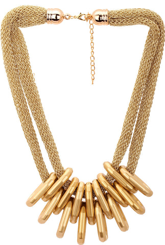 Adwitiya Collection Golden Chunks Rhodium Plated Brass Necklace