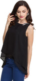 Oxolloxo Casual Sleeveless Embellished Women's Top