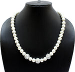 Affinity Jewellers Designer Silver Bead White Mala String Pearl Silver Plated Alloy Necklace