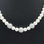 Affinity Jewellers Designer Silver Bead White Mala String Pearl Silver Plated Alloy Necklace