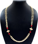 Affinity Jewellers Designer Meena Bead Red Taar Mala String Pearl 18K Yellow Gold Plated Alloy Necklace