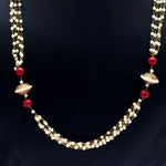 Affinity Jewellers Designer Meena Bead Red Taar Mala String Pearl 18K Yellow Gold Plated Alloy Necklace