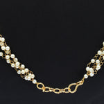 Affinity Jewellers Designer Meena Bead Red Taar Mala String Pearl 18K Yellow Gold Plated Alloy Necklace