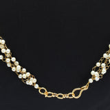 Affinity Jewellers Designer Meena Bead Red Taar Mala String Pearl 18K Yellow Gold Plated Alloy Necklace