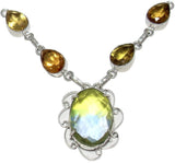 Zakaah Jewels Amazing Quartz Sterling Silver Plated Stone Necklace