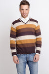 ALX New York Striped V-neck Casual Men's Sweater