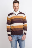 ALX New York Striped V-neck Casual Men's Sweater