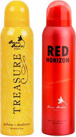 Anna Andre Paris Set of Treasure & Red Horizon Deodorants (160ml each) Combo Set