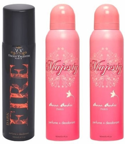 Anna Andre Paris Set of Dark Fire, Majesty & Majesty Deodorants Combo Set