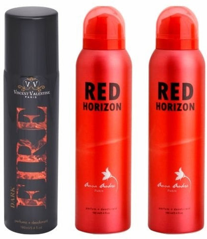 Anna Andre Paris Set of Dark Fire, Red Horizon & Red Horizon Deodorants Combo Set