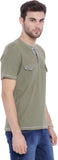 ARISE Self Design, Printed Men's Henley Green T-Shirt