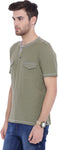 ARISE Self Design, Printed Men's Henley Green T-Shirt